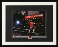"Michael Jordan Gatorade Slam Dunk" Custom Framed Bulls Photo Display with 1990 Air Jordan Pin at PristineAuction.com
