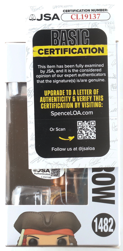 Johnny Depp Signed "Pirates Of The Caribbean" #1482 Jack Sparrow Funko Pop! Vinyl Figure (JSA) at PristineAuction.com Johnny Depp Signed "Pirates Of The Caribbean" #1482 Jack Sparrow Funko Pop! Vinyl Figure (JSA) at PristineAuction.com