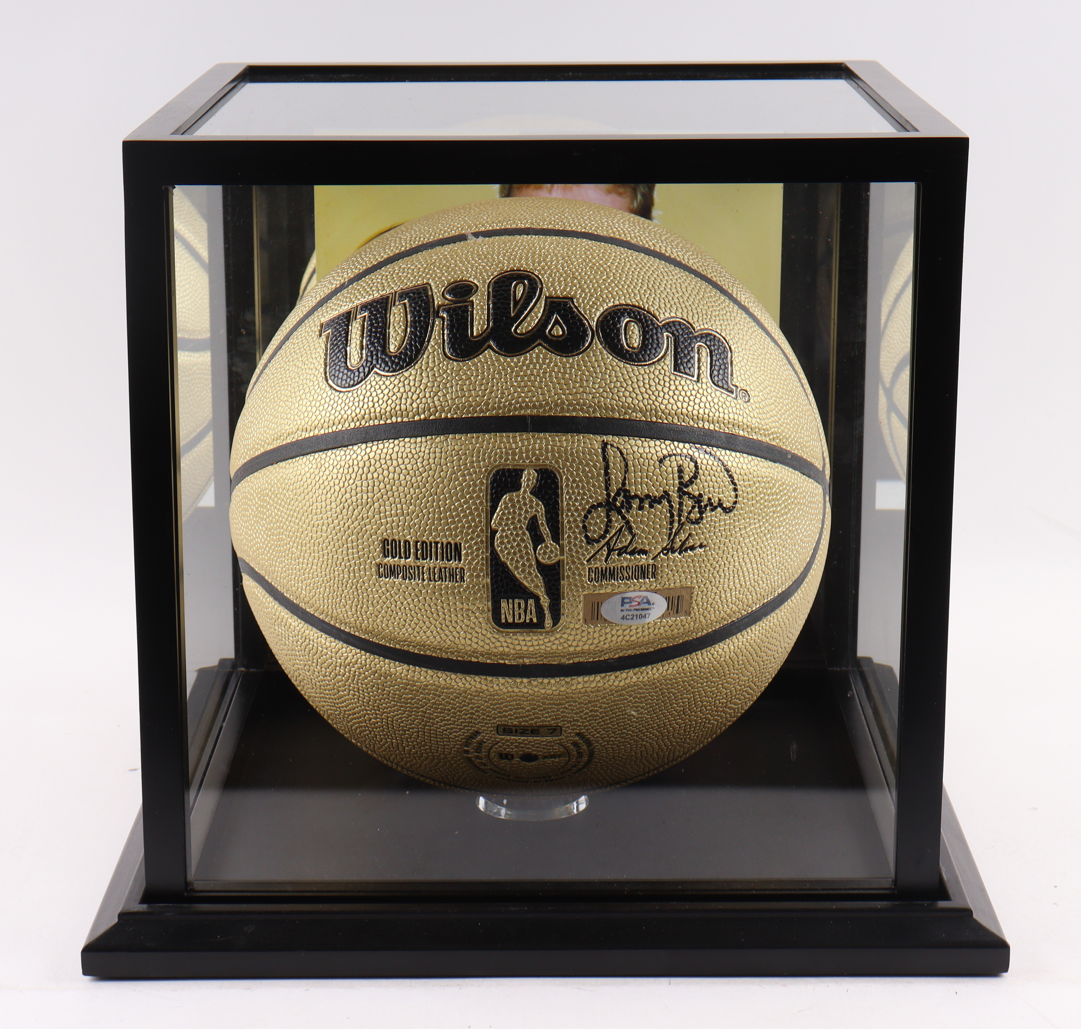 Larry Bird Signed NBA Gold Edition Basketball with Display Case (PSA) at PristineAuction.com Larry Bird Signed NBA Gold Edition Basketball with Display Case (PSA) at PristineAuction.com