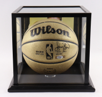 Larry Bird Signed NBA Gold Edition Basketball with Display Case (PSA) at PristineAuction.com
