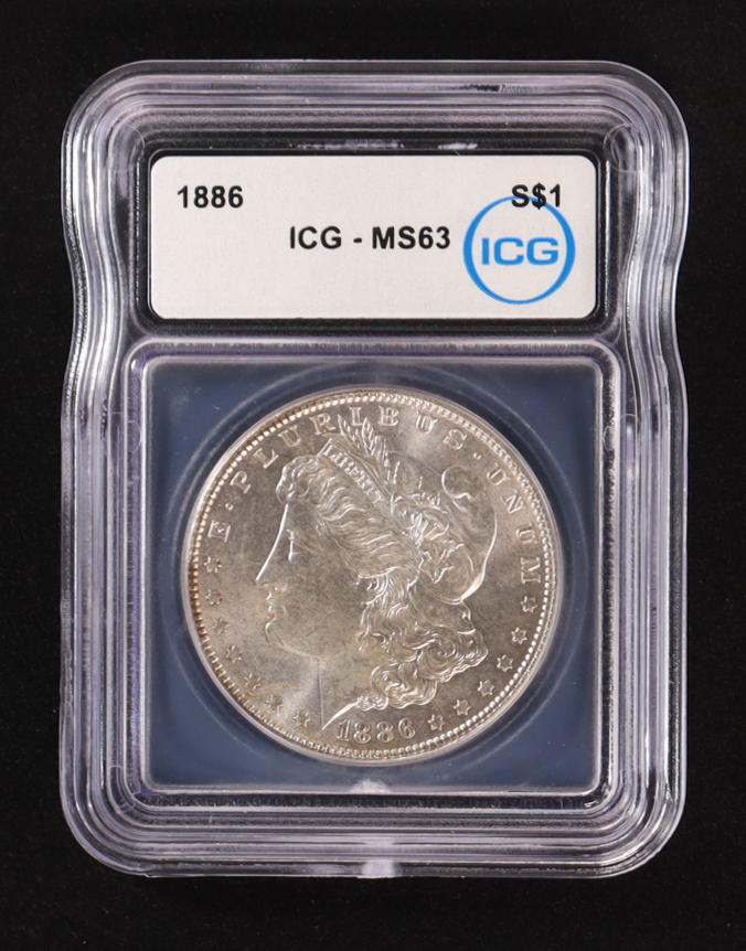 1886 Morgan Silver $1 Dollar (ICG MS63) at PristineAuction.com 1886 Morgan Silver $1 Dollar (ICG MS63) at PristineAuction.com