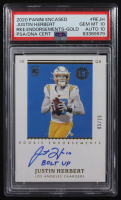 Justin Herbert Signed 2020 Panini Encased Inscribed "Bolt Up" Rookie Endorsements Gold #RE-JH RC #05/25 (PSA 10 | Autograph Graded PSA 10) at PristineAuction.com
