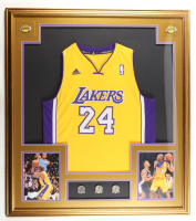 Kobe Bryant Custom Framed Jersey Display with (3) NBA Finals Pins at PristineAuction.com