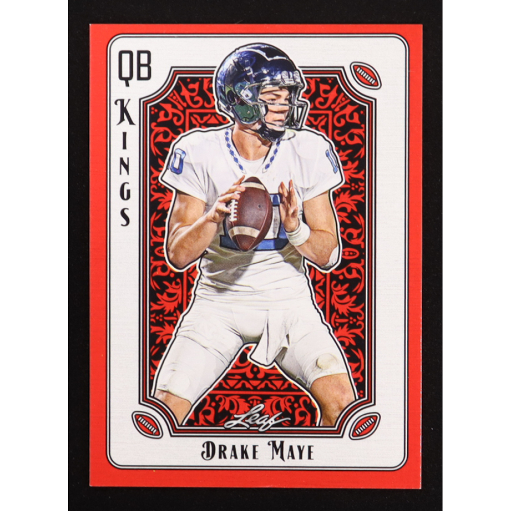 Drake Maye 2024 Leaf QB Kings Red #QBK6 RC at PristineAuction.com