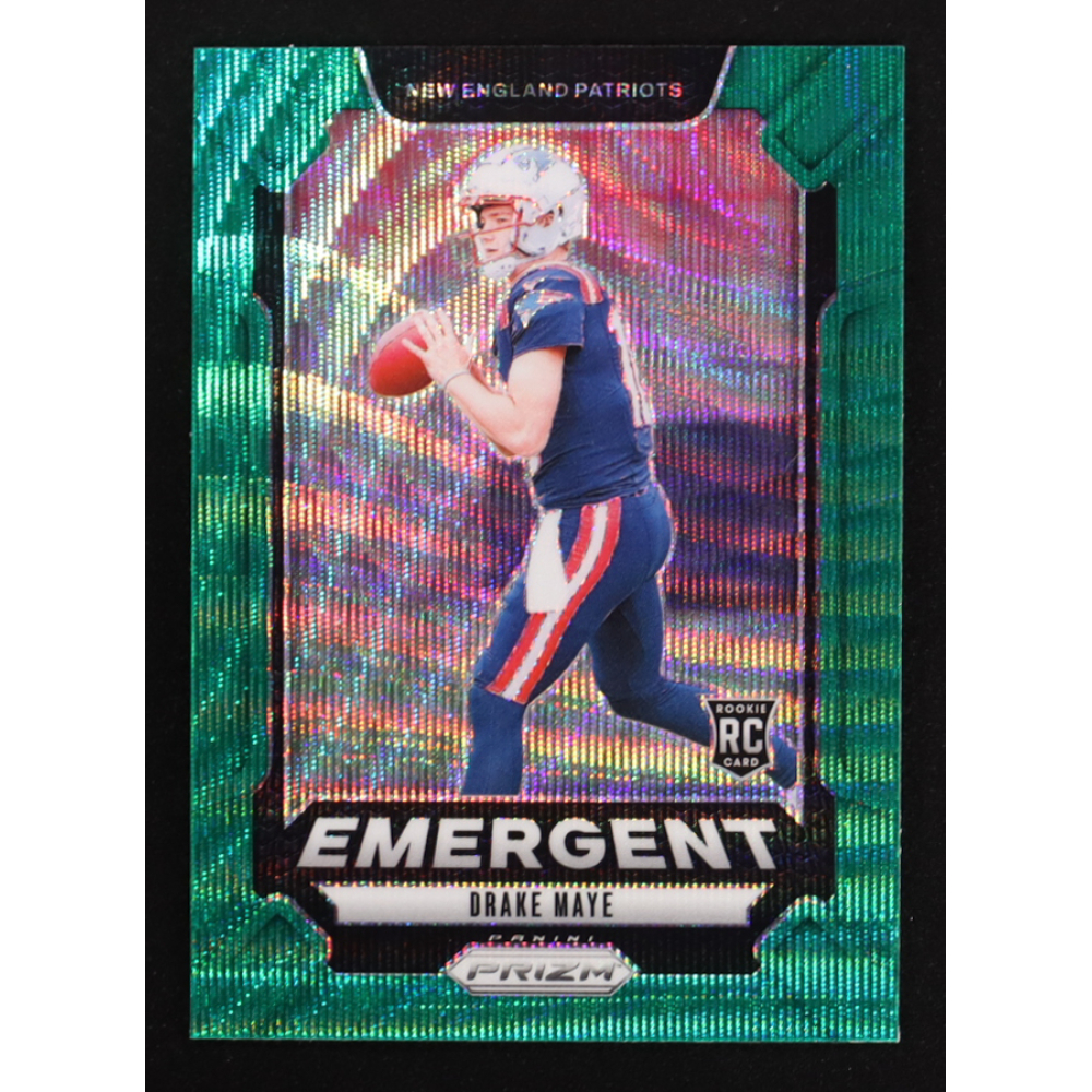 Drake Maye 2024 Panini Prizm Emergent Prizms Green Wave #4 RC at PristineAuction.com