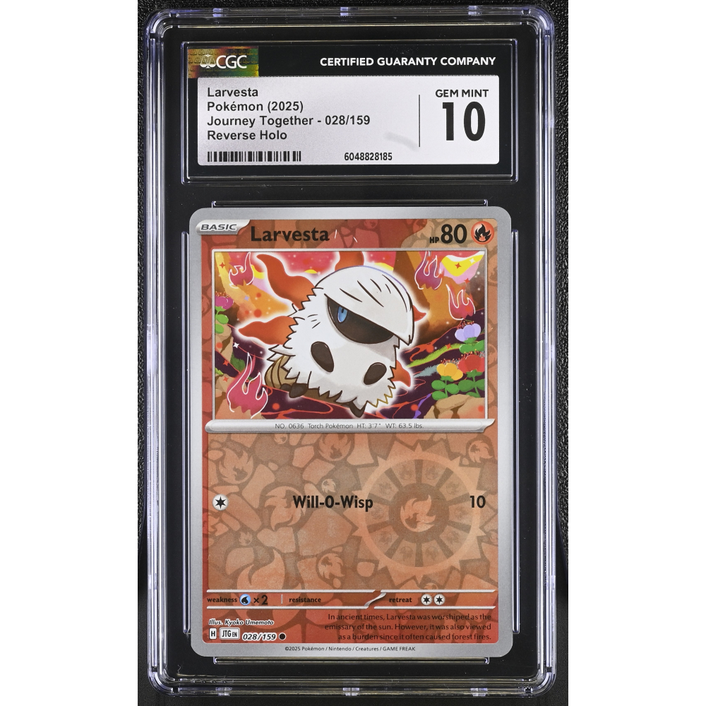Larvesta 2025 Pokemon Journey Together #028/159 (CGC 10) at PristineAuction.com