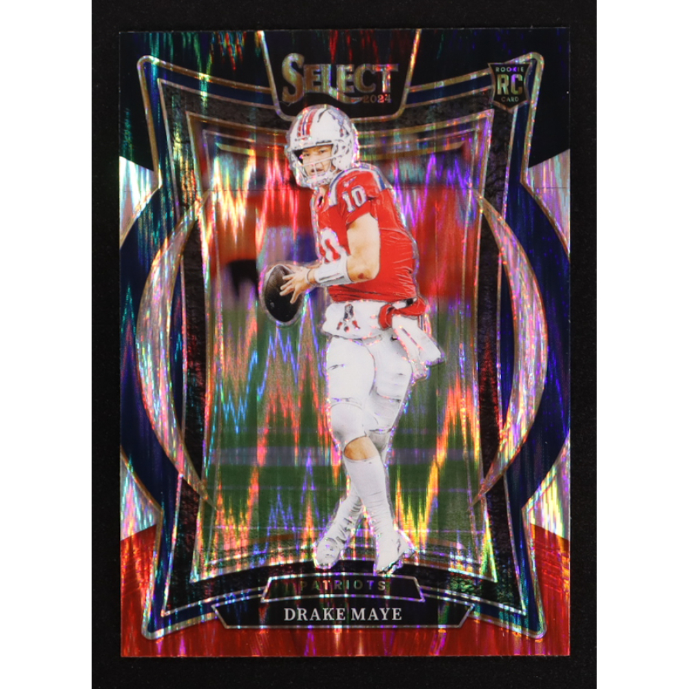 Drake Maye 2024 Select Prizm Black and Red Shock #27 RC at PristineAuction.com