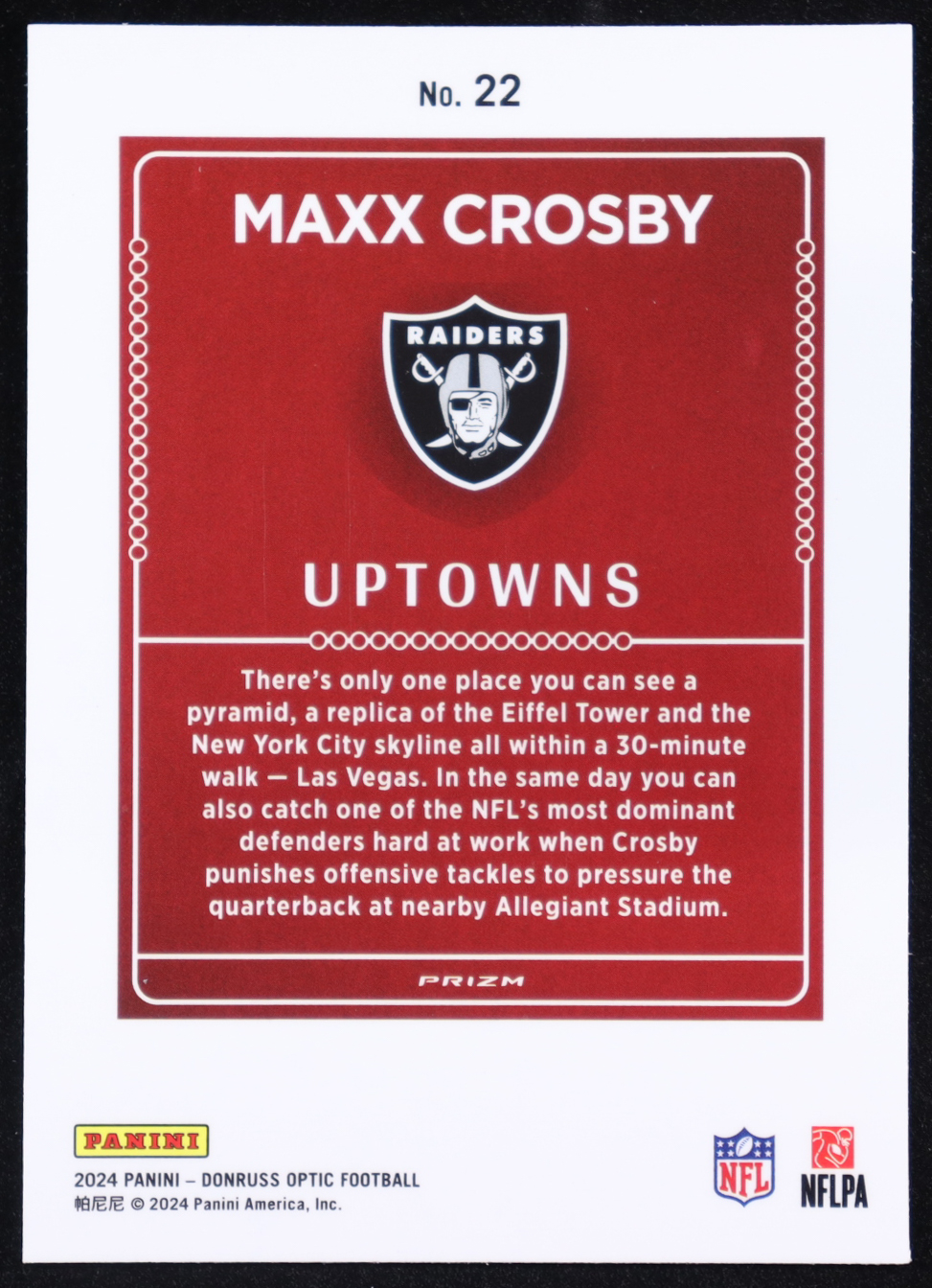 Max Crosby 2024 Donruss Optic Uptowns #22 at PristineAuction.com Max Crosby 2024 Donruss Optic Uptowns #22 at PristineAuction.com