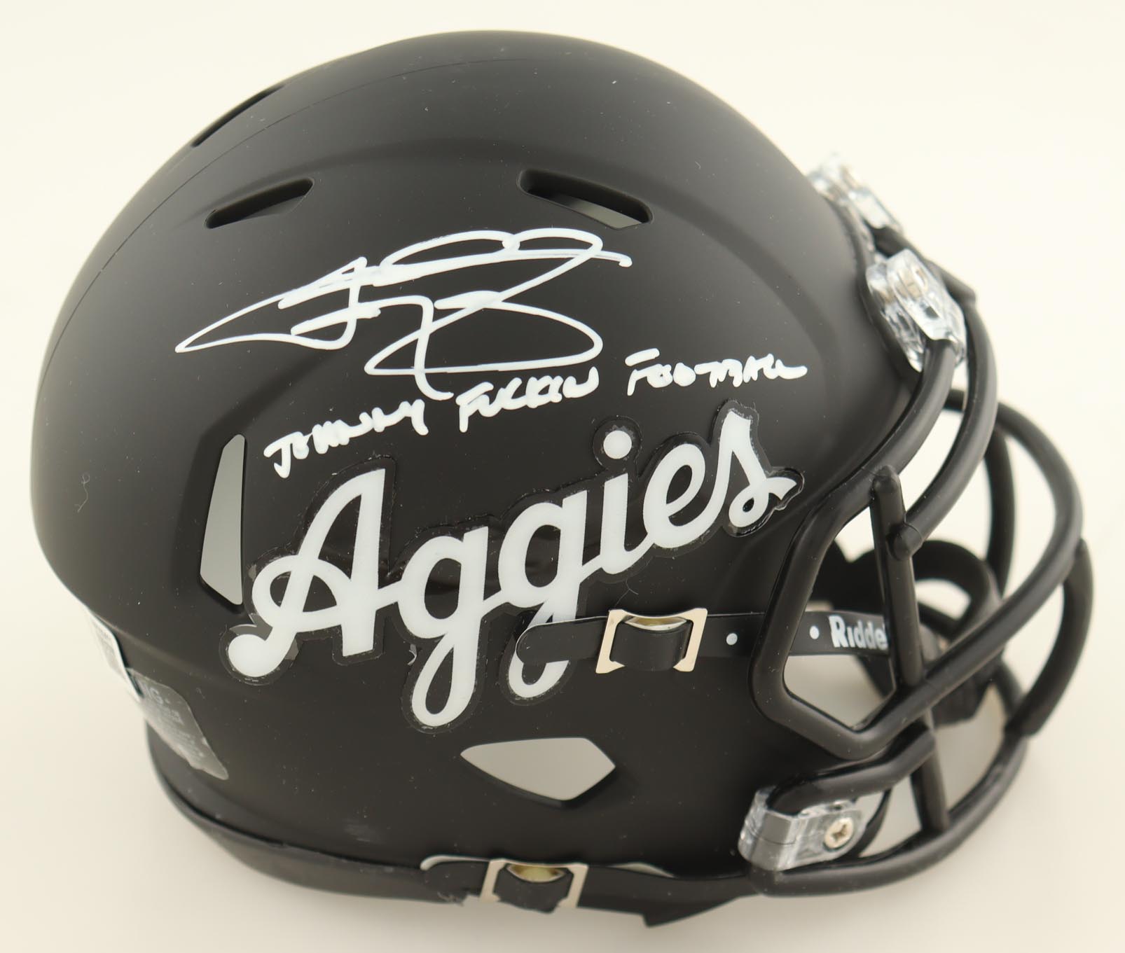 Johnny Manziel Signed Texas A&M Aggies Speed Mini Helmet Inscribed "Johnny Fu**** Football" (Beckett) at PristineAuction.com Johnny Manziel Signed Texas A&M Aggies Speed Mini Helmet Inscribed "Johnny Fu**** Football" (Beckett) at PristineAuction.com