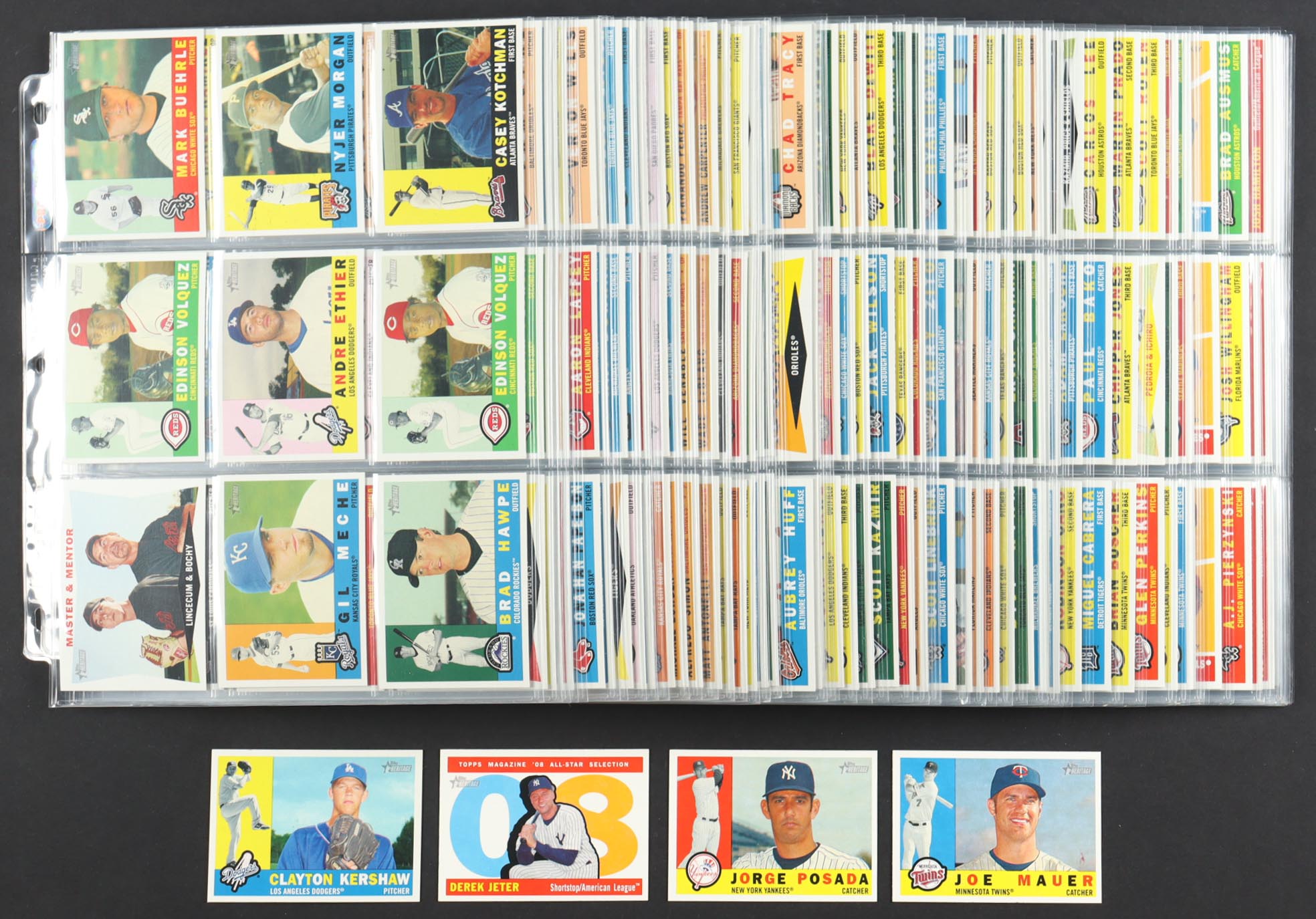 2009 Topps Heritage Baseball Complete Set of (500) Cards with Clayton Kershaw #343, Derek Jeter #487, Jorge Posada #480, Joe Mauer #442 at PristineAuction.com 2009 Topps Heritage Baseball Complete Set of (500) Cards with Clayton Kershaw #343, Derek Jeter #487, Jorge Posada #480, Joe Mauer #442 at PristineAuction.com