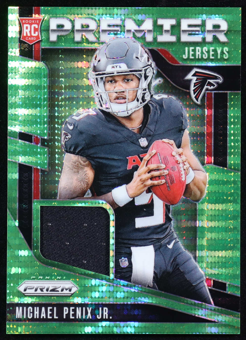 Michael Penix Jr. 2024 Panini Prizm Premier Jerseys Neon Green Pulsar #9 RC at PristineAuction.com Michael Penix Jr. 2024 Panini Prizm Premier Jerseys Neon Green Pulsar #9 RC at PristineAuction.com
