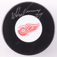 Mike Vernon Signed Red Wings Logo Hockey Puck (COJO) at PristineAuction.com