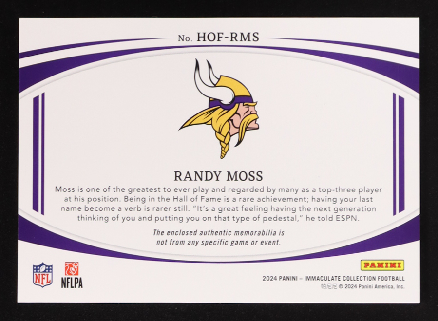 Randy Moss 2024 Immaculate Collection Immaculate HOF Jerseys #15 #07/49 at PristineAuction.com Randy Moss 2024 Immaculate Collection Immaculate HOF Jerseys #15 #07/49 at PristineAuction.com