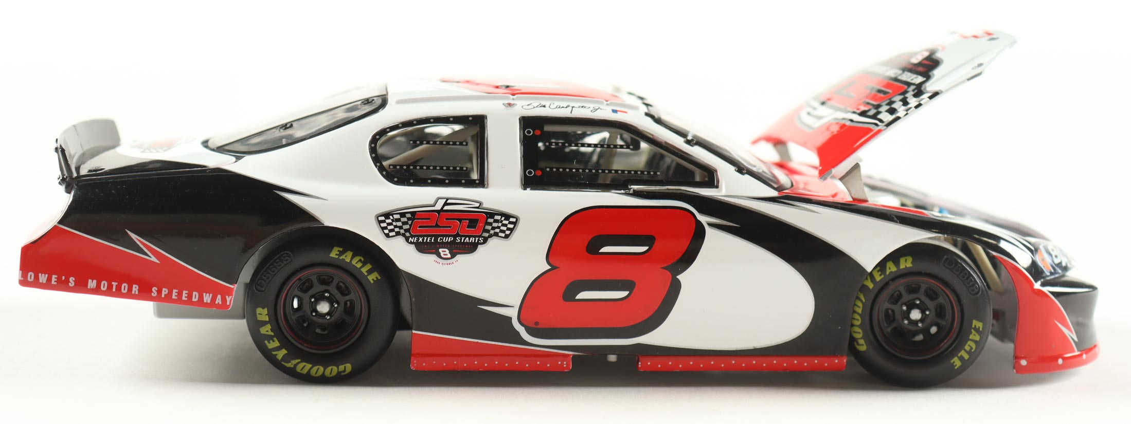Dale Earnhardt Jr. Signed NASCAR #8 250th Consecutive Start 2006 Monte Carlo SS Club Car - 1:24 Scale Diecast Car (Dale Jr.) at PristineAuction.com Dale Earnhardt Jr. Signed NASCAR #8 250th Consecutive Start 2006 Monte Carlo SS Club Car - 1:24 Scale Diecast Car (Dale Jr.) at PristineAuction.com