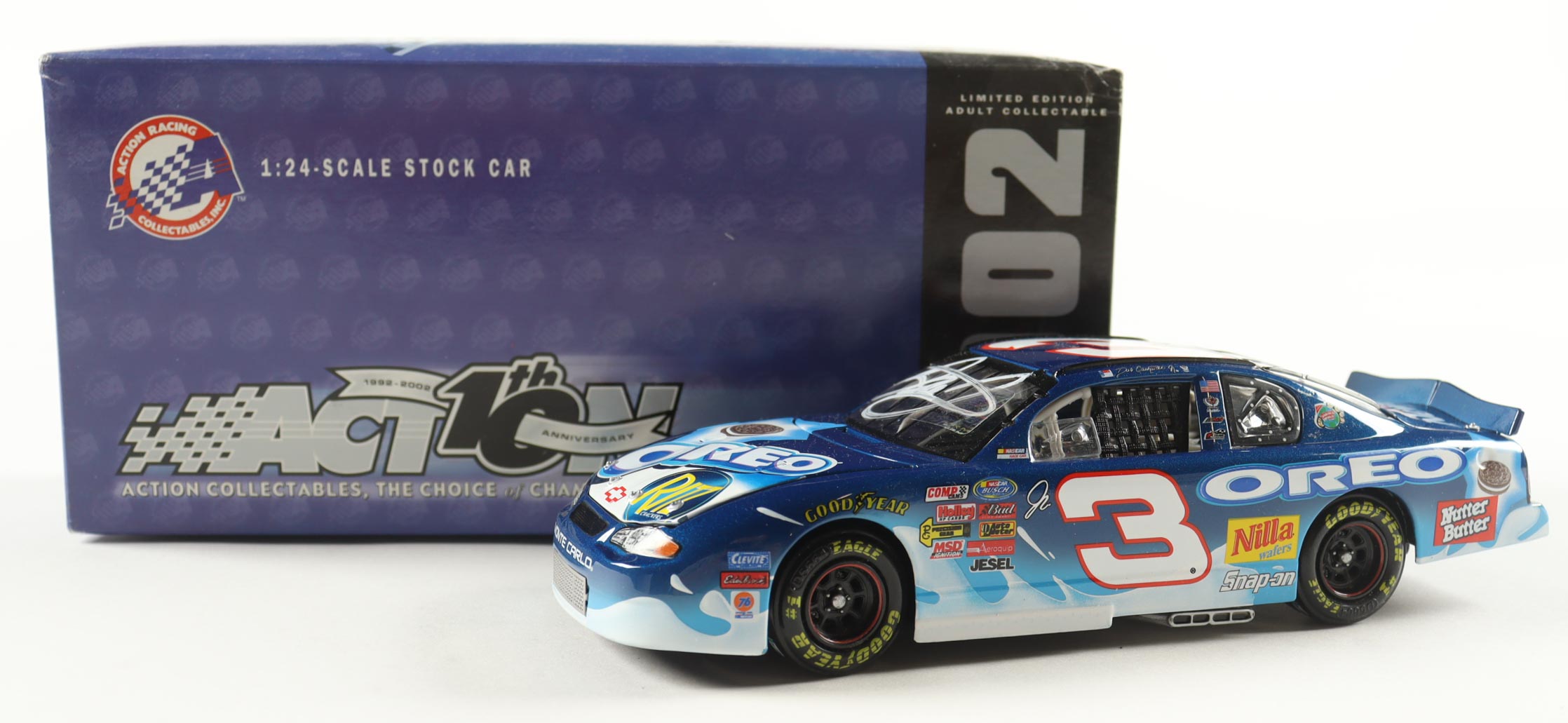 Dale Earnhardt Jr. Signed 2002 #3 OREO / RTIZ Monte Carlo 1:24 Diecast Car (JR Motorsports) at PristineAuction.com Dale Earnhardt Jr. Signed 2002 #3 OREO / RTIZ Monte Carlo 1:24 Diecast Car (JR Motorsports) at PristineAuction.com