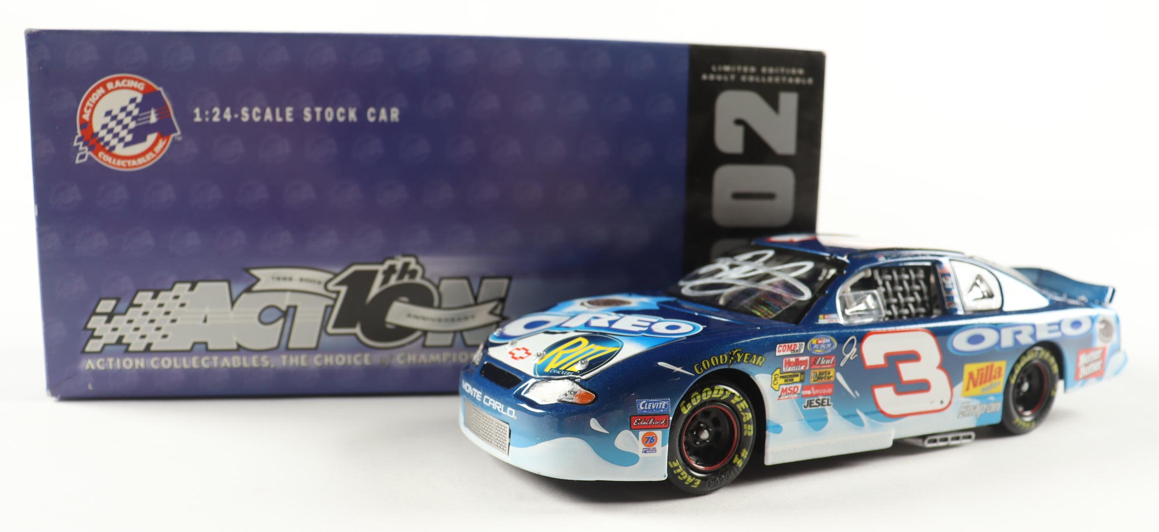 Dale Earnhardt Jr. Signed 2002 #3 OREO / RTIZ Monte Carlo 1:24 Diecast Car (JR Motorsports) at PristineAuction.com Dale Earnhardt Jr. Signed 2002 #3 OREO / RTIZ Monte Carlo 1:24 Diecast Car (JR Motorsports) at PristineAuction.com