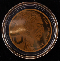 2019 Cook Islands $5 Buffalo Tribute to the U.S. 1/200oz .999 Fine Gold Coin at PristineAuction.com