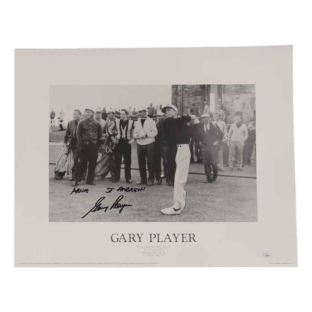 Gary Player Signed 16x20 Photo Inscribed "St. Andrews" & "Arnie" (JSA) at PristineAuction.com Gary Player Signed 16x20 Photo Inscribed "St. Andrews" & "Arnie" (JSA) at PristineAuction.com