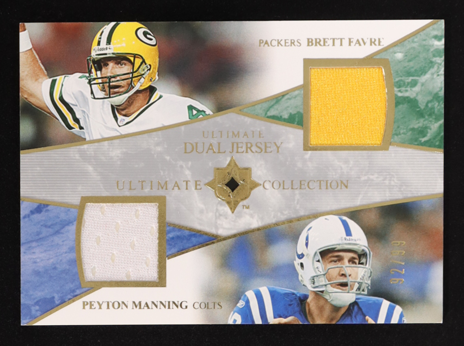 Brett Favre / Peyton Manning 2006 Ultimate Collection Jerseys Dual #UDFM #92/99 at PristineAuction.com Brett Favre / Peyton Manning 2006 Ultimate Collection Jerseys Dual #UDFM #92/99 at PristineAuction.com