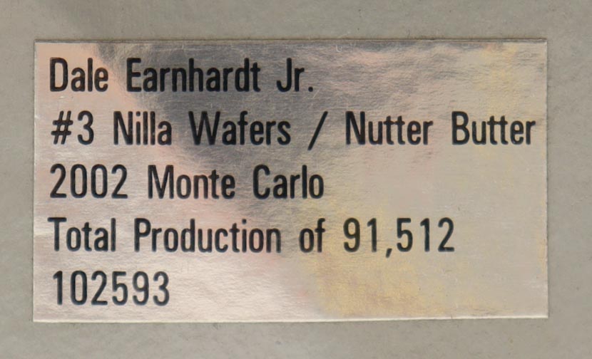 Dale Earnhardt Jr. Signed 2002 #3 Nilla Wafers / Nutter Butter Monte Carlo 1:24 Diecast Car (JR Motorsports) at PristineAuction.com Dale Earnhardt Jr. Signed 2002 #3 Nilla Wafers / Nutter Butter Monte Carlo 1:24 Diecast Car (JR Motorsports) at PristineAuction.com