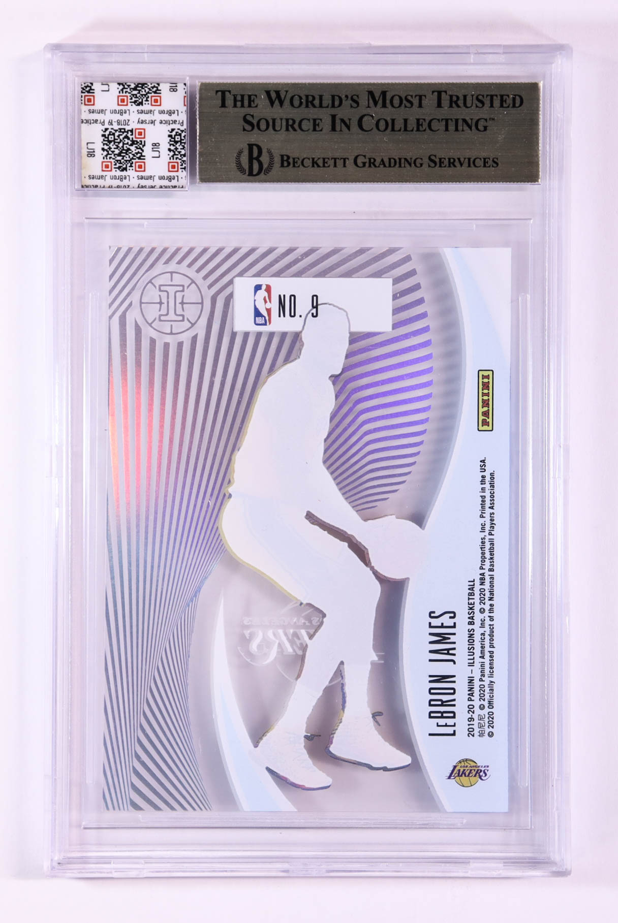 LeBron James 2019-20 Panini Illusions Astounding Sapphire #9 With Practice Jersey Swatch (BGS 9.5) at PristineAuction.com LeBron James 2019-20 Panini Illusions Astounding Sapphire #9 With Practice Jersey Swatch (BGS 9.5) at PristineAuction.com