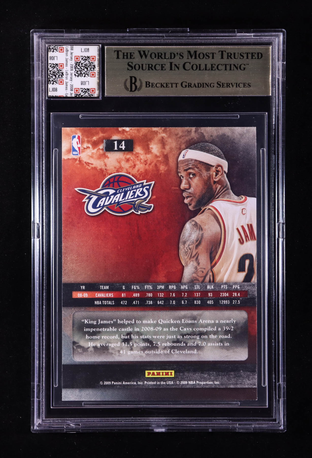 LeBron James 2009-10 Panini The Franchise #14 With Game-Used Jersey Swatch (BGS 9.5) at PristineAuction.com LeBron James 2009-10 Panini The Franchise #14 With Game-Used Jersey Swatch (BGS 9.5) at PristineAuction.com