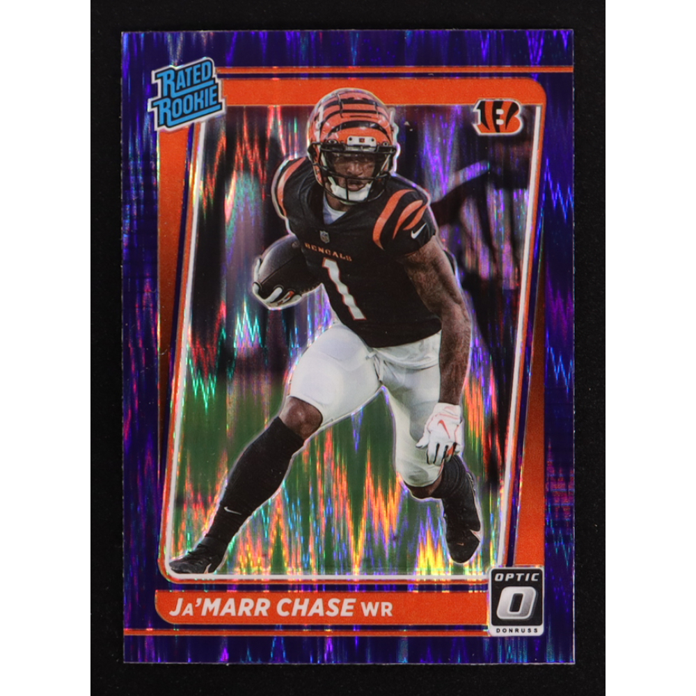 Ja'Marr Chase 2021 Donruss Optic Purple Shock #207 RR RC at PristineAuction.com