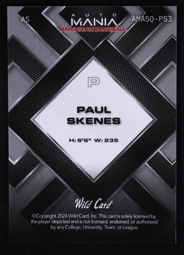 Paul Skenes 2024 Wild Card Auto Mania American Baseball American Flag Rainbow Foil #AMADPS3 #23/50 RC at PristineAuction.com Paul Skenes 2024 Wild Card Auto Mania American Baseball American Flag Rainbow Foil #AMADPS3 #23/50 RC at PristineAuction.com