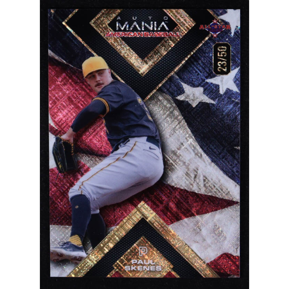 Paul Skenes 2024 Wild Card Auto Mania American Baseball American Flag Rainbow Foil #AMADPS3 #23/50 RC at PristineAuction.com