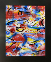 Mark Lewis Original Custom Framed Abstract Painting On Glass 012-26 (Lewis) at PristineAuction.com