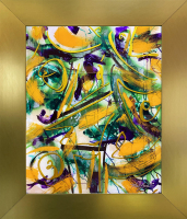 Mark Lewis Original Custom Framed Abstract Painting On Glass 013-26 (Lewis) at PristineAuction.com