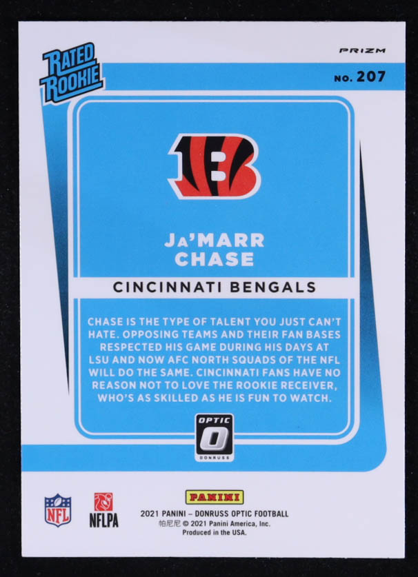 Ja'Marr Chase 2021 Donruss Optic Blue Scope #207 RR RC at PristineAuction.com Ja'Marr Chase 2021 Donruss Optic Blue Scope #207 RR RC at PristineAuction.com
