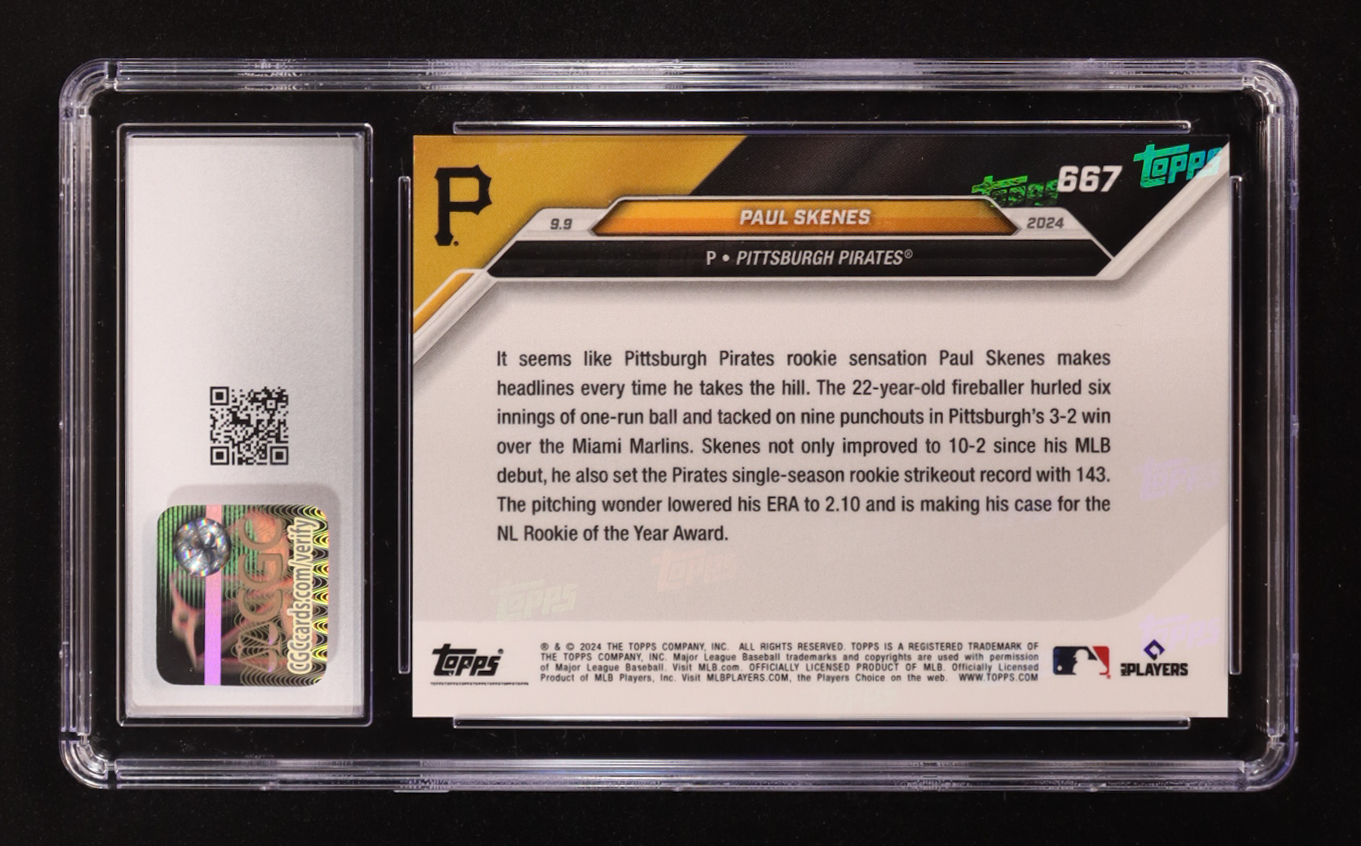 Paul Skenes 2024 Topps Now #667 RC (CGC 10) at PristineAuction.com Paul Skenes 2024 Topps Now #667 RC (CGC 10) at PristineAuction.com