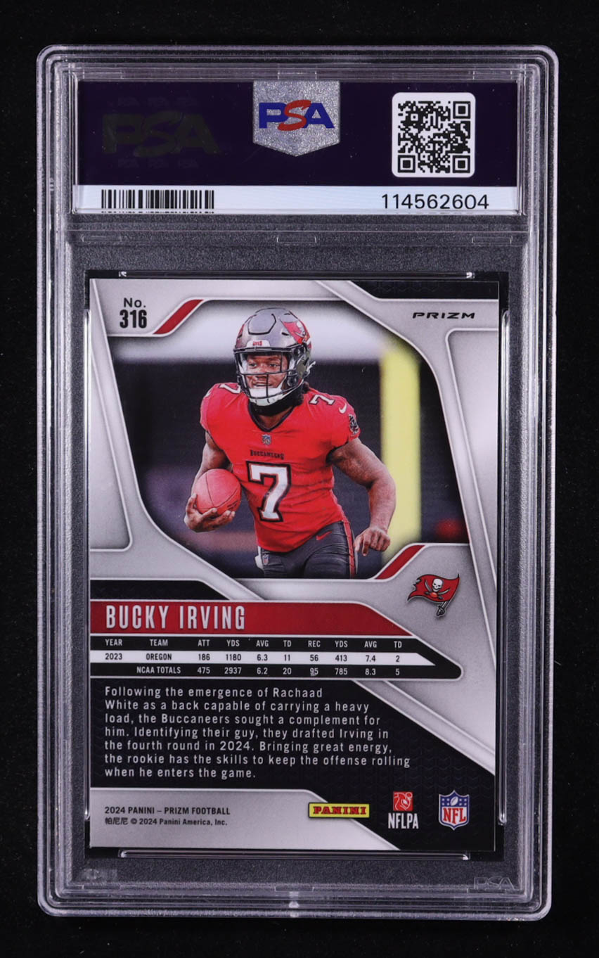 Bucky Irving 2024 Panini Prizm Prizms Orange Ice #316 RC (PSA 10) at PristineAuction.com Bucky Irving 2024 Panini Prizm Prizms Orange Ice #316 RC (PSA 10) at PristineAuction.com