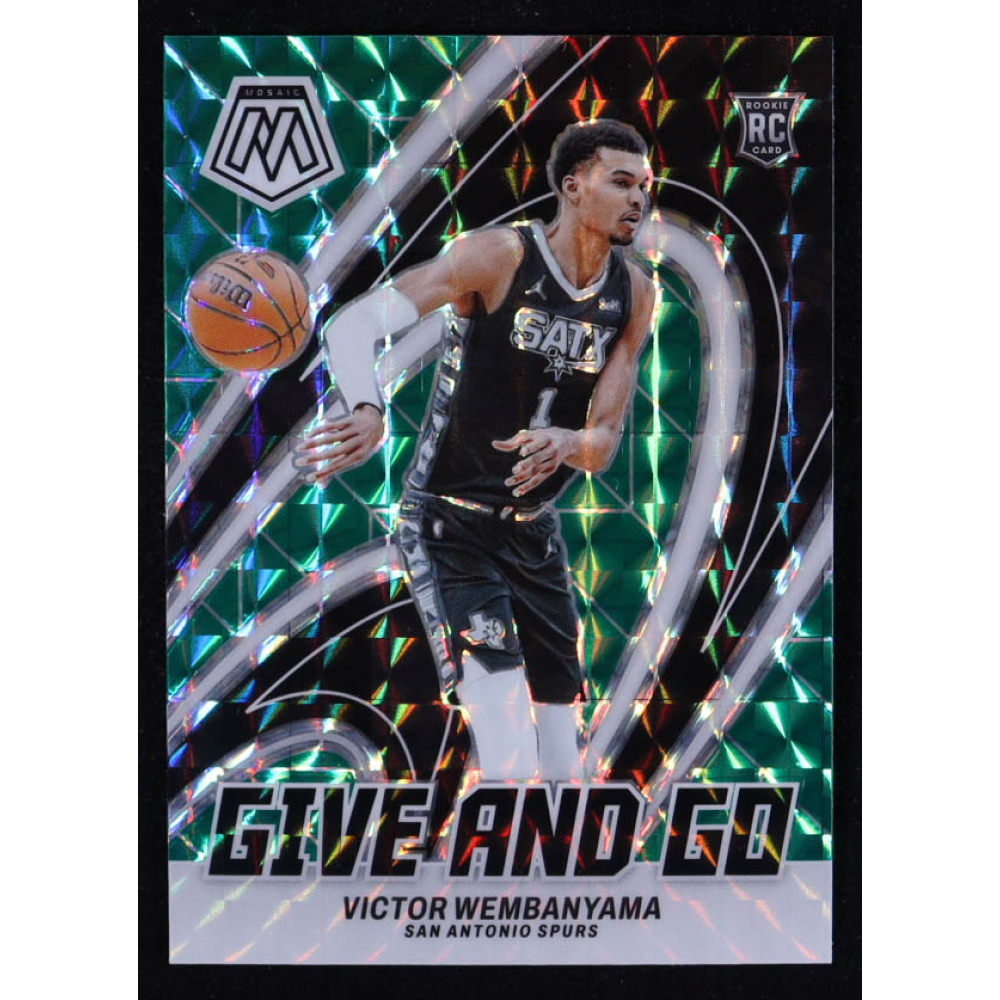 Victor Wembanyama 2023-24 Panini Mosaic Give and Go Mosaic Green #12 RC at PristineAuction.com