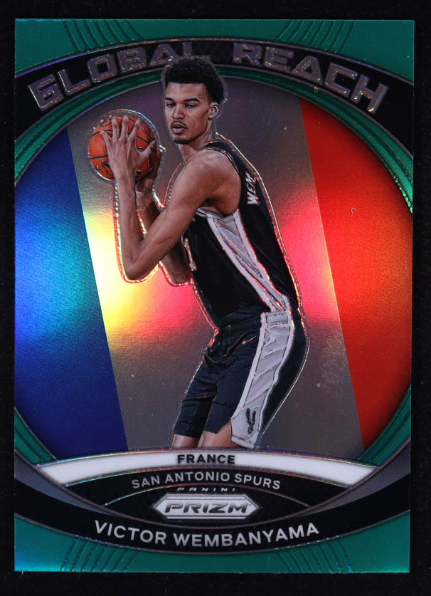 Victor Wembanyama 2023-24 Panini Prizm Global Reach Prizms Green #2 RC at PristineAuction.com Victor Wembanyama 2023-24 Panini Prizm Global Reach Prizms Green #2 RC at PristineAuction.com