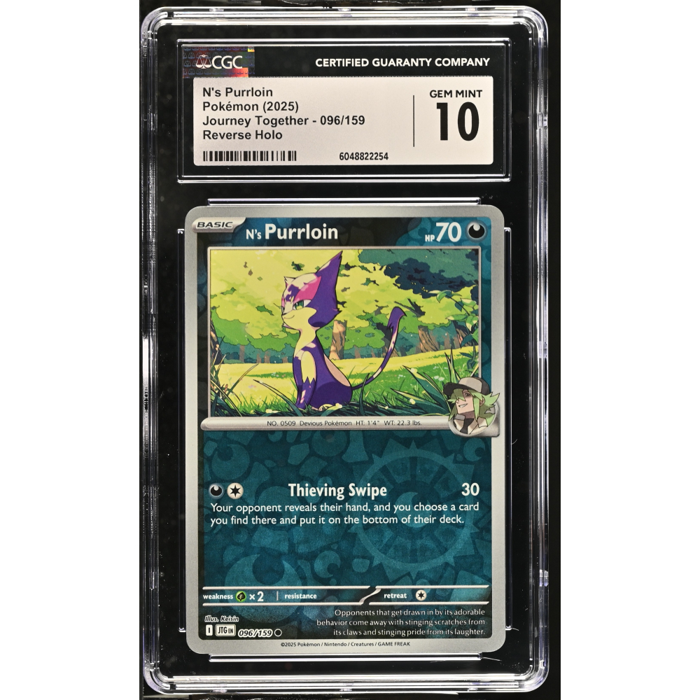 N's Purrloin 2025 Pokemon Journey Together #096/159 (CGC 10) at PristineAuction.com