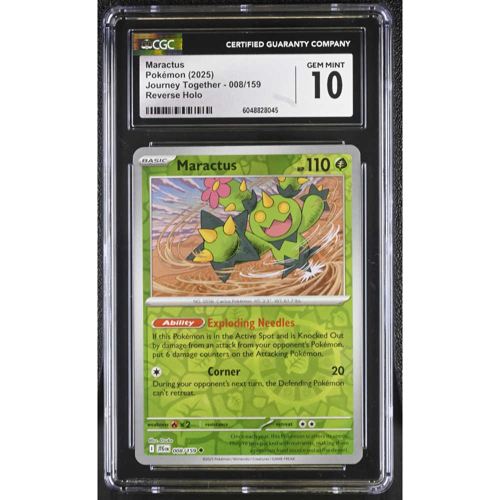 Maractus 2025 Pokemon Journey Together #008/159 (CGC 10) at PristineAuction.com