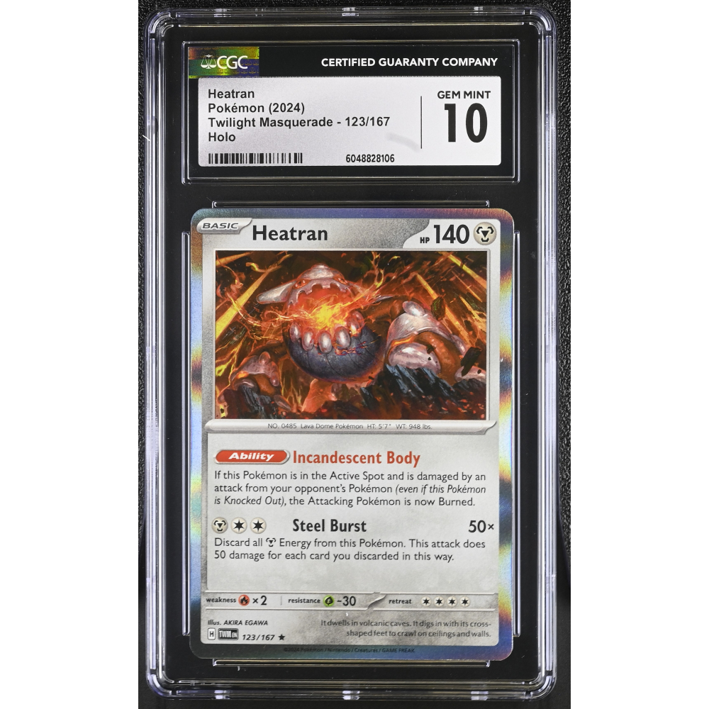 Heatran 2024 Pokemon Twilight Masquerade #123/167 (CGC 10) at PristineAuction.com