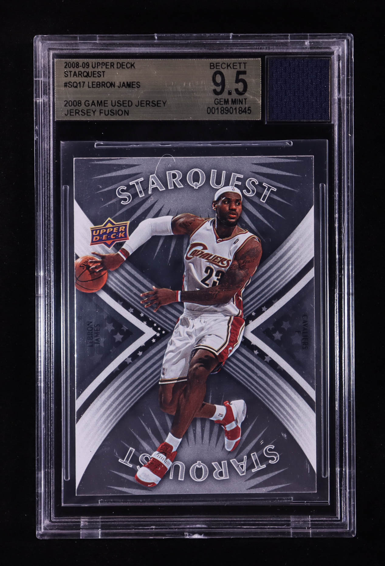 LeBron James 2008-09 Upper Deck Starquest #SQ17 With Game-Used Jersey Swatch (BGS 9.5) at PristineAuction.com LeBron James 2008-09 Upper Deck Starquest #SQ17 With Game-Used Jersey Swatch (BGS 9.5) at PristineAuction.com
