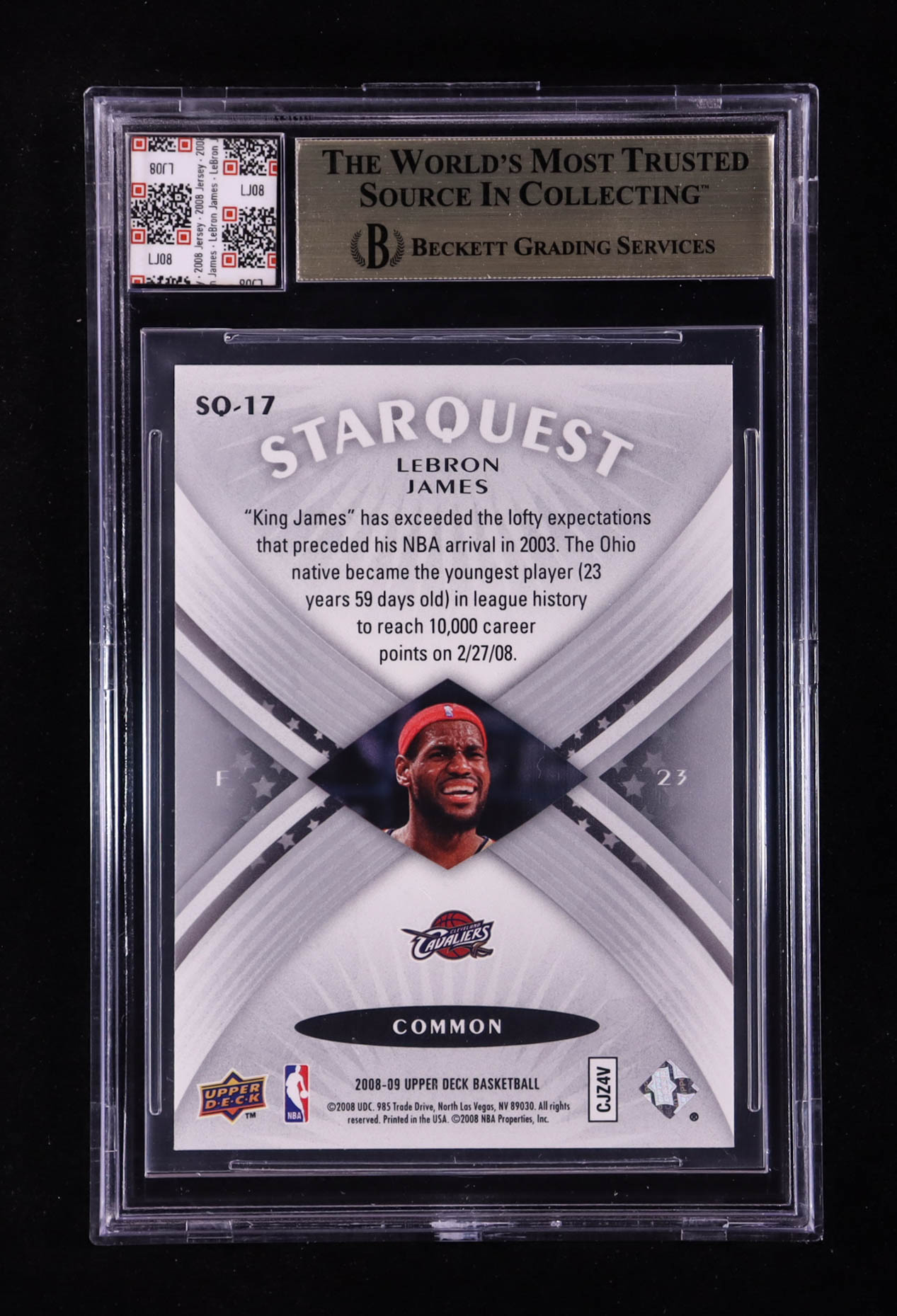 LeBron James 2008-09 Upper Deck Starquest #SQ17 With Game-Used Jersey Swatch (BGS 9.5) at PristineAuction.com LeBron James 2008-09 Upper Deck Starquest #SQ17 With Game-Used Jersey Swatch (BGS 9.5) at PristineAuction.com