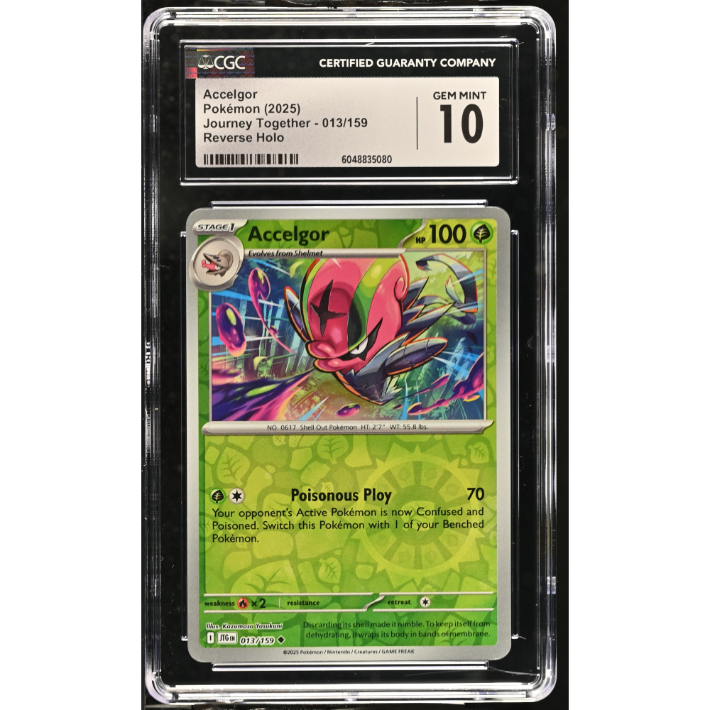 Accelgor 2025 Pokemon Journey Together #013/159 (CGC 10) at PristineAuction.com