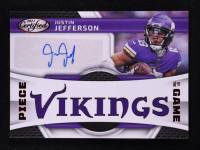 Justin Jefferson 2023 Certified Piece of the Game Signatures Red #39 #52/75 at PristineAuction.com