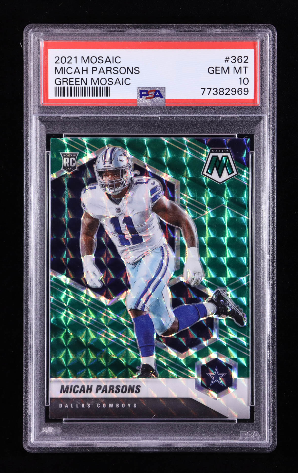 Micah Parsons 2021 Panini Mosaic Mosaic Green #362 RC (PSA 10) at PristineAuction.com Micah Parsons 2021 Panini Mosaic Mosaic Green #362 RC (PSA 10) at PristineAuction.com
