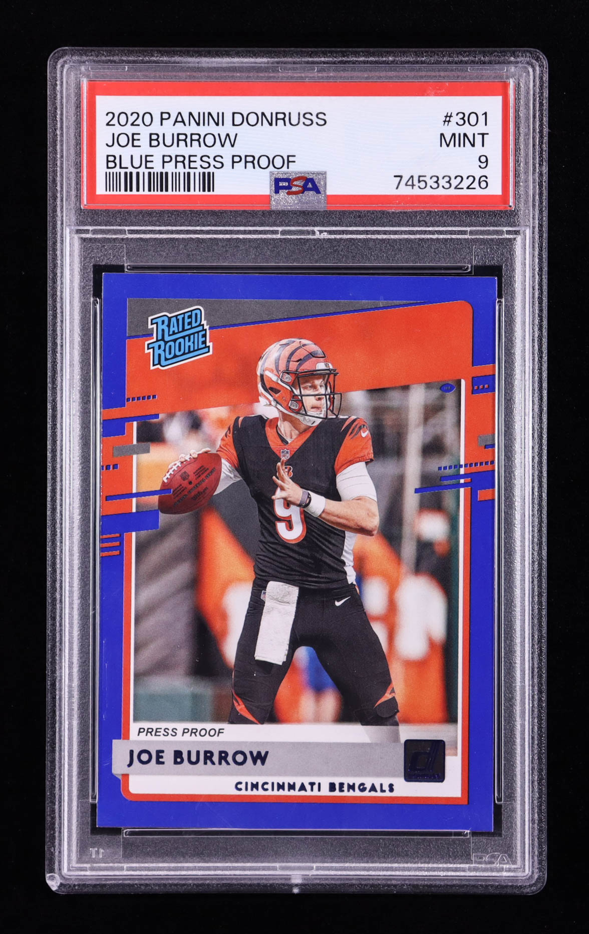 Joe Burrow 2020 Donruss Press Proof Blue #301 RR RC (PSA 9) at PristineAuction.com Joe Burrow 2020 Donruss Press Proof Blue #301 RR RC (PSA 9) at PristineAuction.com