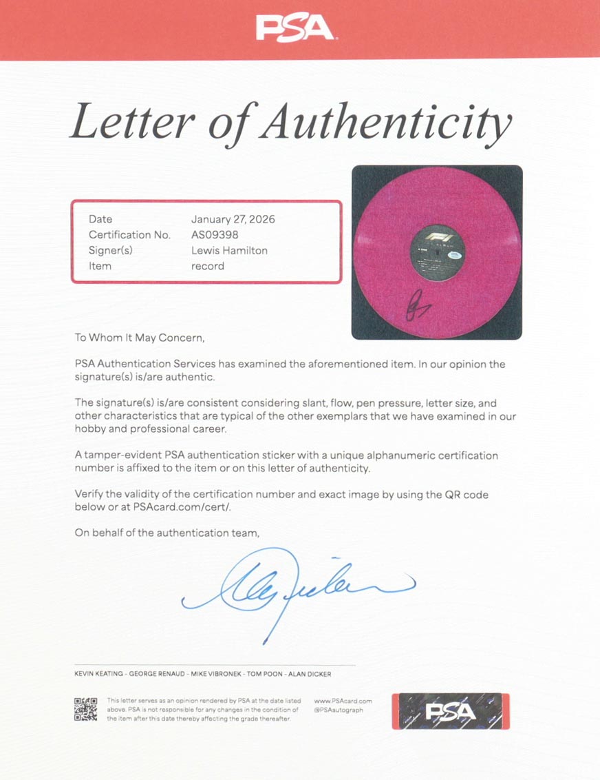 Lewis Hamilton Signed "F1 the Movie" Vinyl Record PSA) at PristineAuction.com Lewis Hamilton Signed "F1 the Movie" Vinyl Record PSA) at PristineAuction.com