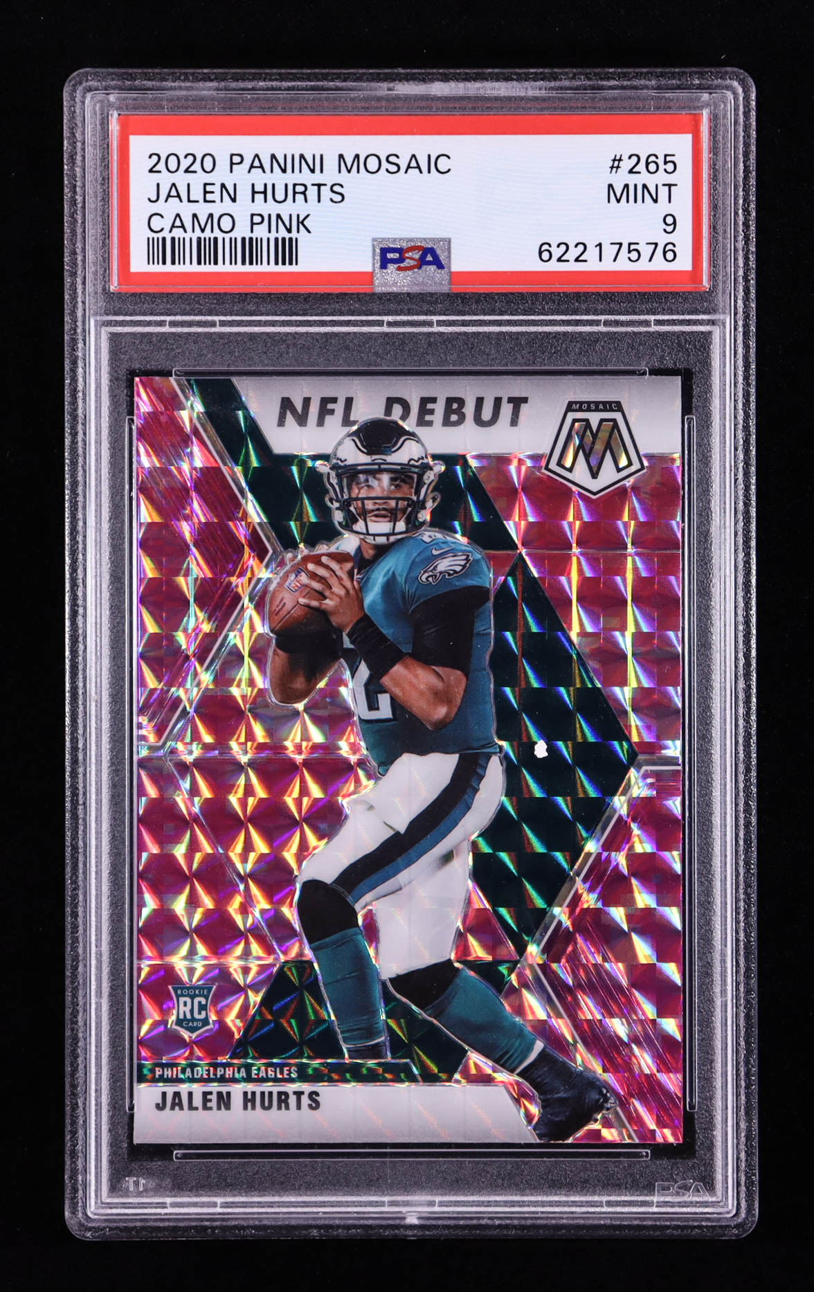 Jalen Hurts 2020 Panini Mosaic Mosaic Camo Pink #265 DEB RC (PSA 9) at PristineAuction.com Jalen Hurts 2020 Panini Mosaic Mosaic Camo Pink #265 DEB RC (PSA 9) at PristineAuction.com