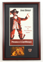 Disneyland "Pirates of the Carribean" Custom Framed Poster Print Display With Postcard & Brass Emblem at PristineAuction.com