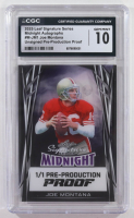 Joe Montana 2025 Leaf Signature Series Midnight Autographs Pre-Production Unsigned Proof #M-JM1 #1/1 (CGC 10) at PristineAuction.com