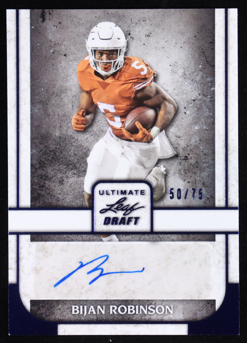 Bijan Robinson 2022 Leaf Ultimate Draft Navy #BABR1 #50/75 RC at PristineAuction.com Bijan Robinson 2022 Leaf Ultimate Draft Navy #BABR1 #50/75 RC at PristineAuction.com